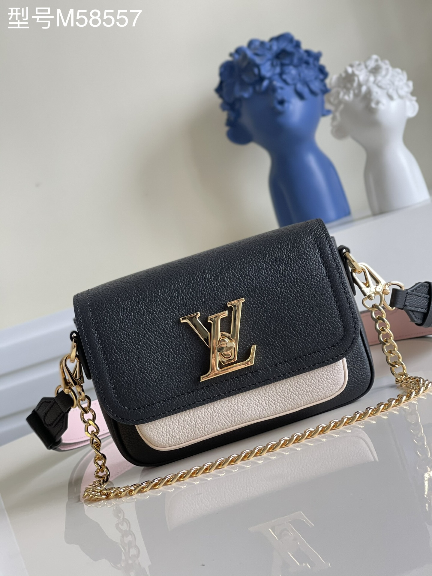 Louis Vuitton LV Lockme Tender Bags Handbags Black Calfskin Cowhide Chains M58557