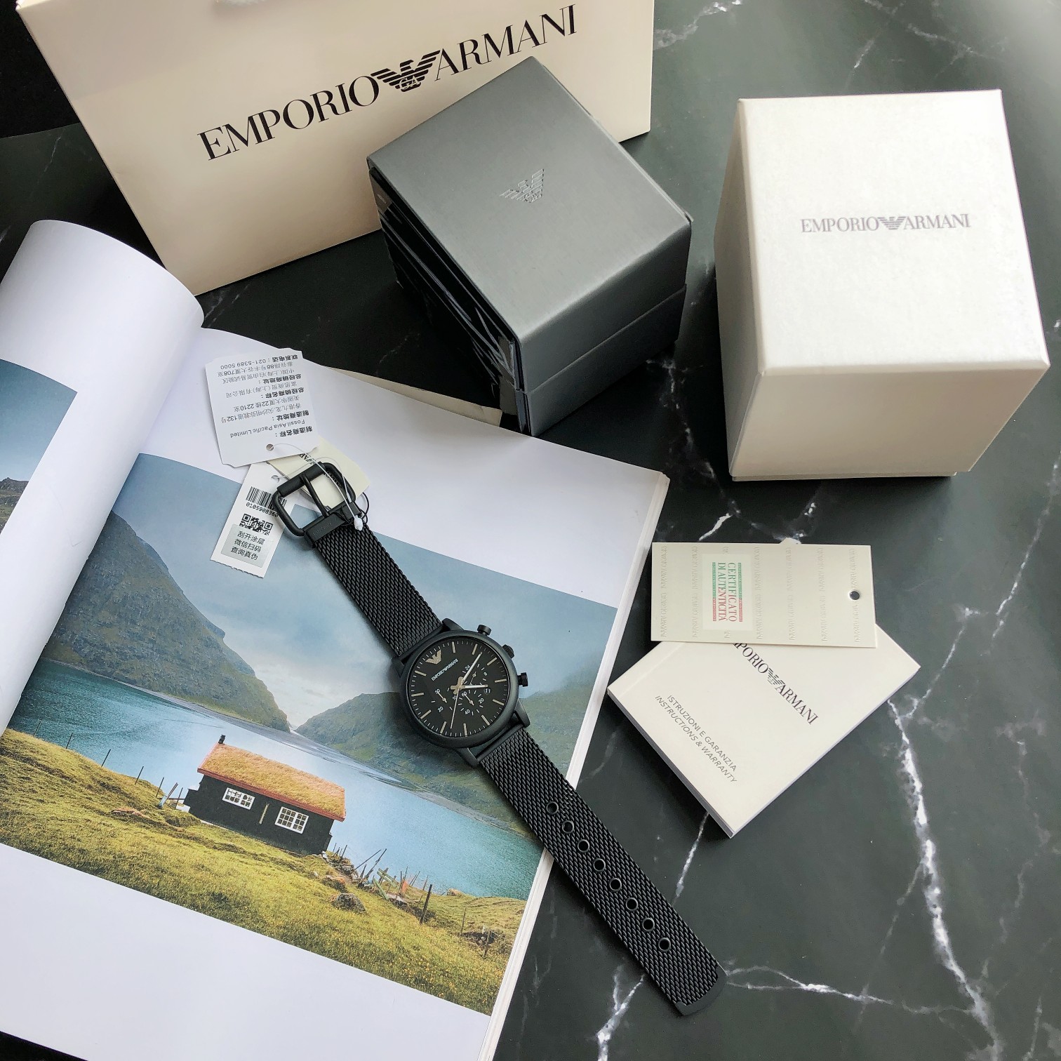 Lote de reloj para hombre Emporio Armani, reloj moderno y sencillo, reloj de negocios de tres ojos, regalo de…
