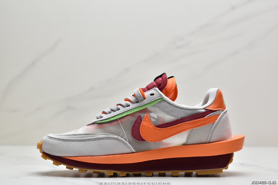 180 华夫网面 透明 日式解构美学SACAI联名 × NIKE LDV Waffle重叠设计前卫华夫变形休闲慢跑鞋DH1347-100