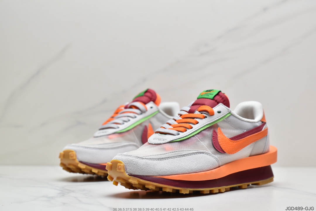 180 华夫网面 透明 日式解构美学SACAI联名 × NIKE LDV Waffle重叠设计前卫华夫变形休闲慢跑鞋DH1347-100