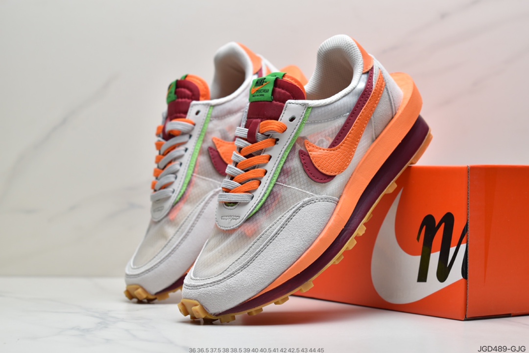 180 华夫网面 透明 日式解构美学SACAI联名 × NIKE LDV Waffle重叠设计前卫华夫变形休闲慢跑鞋DH1347-100