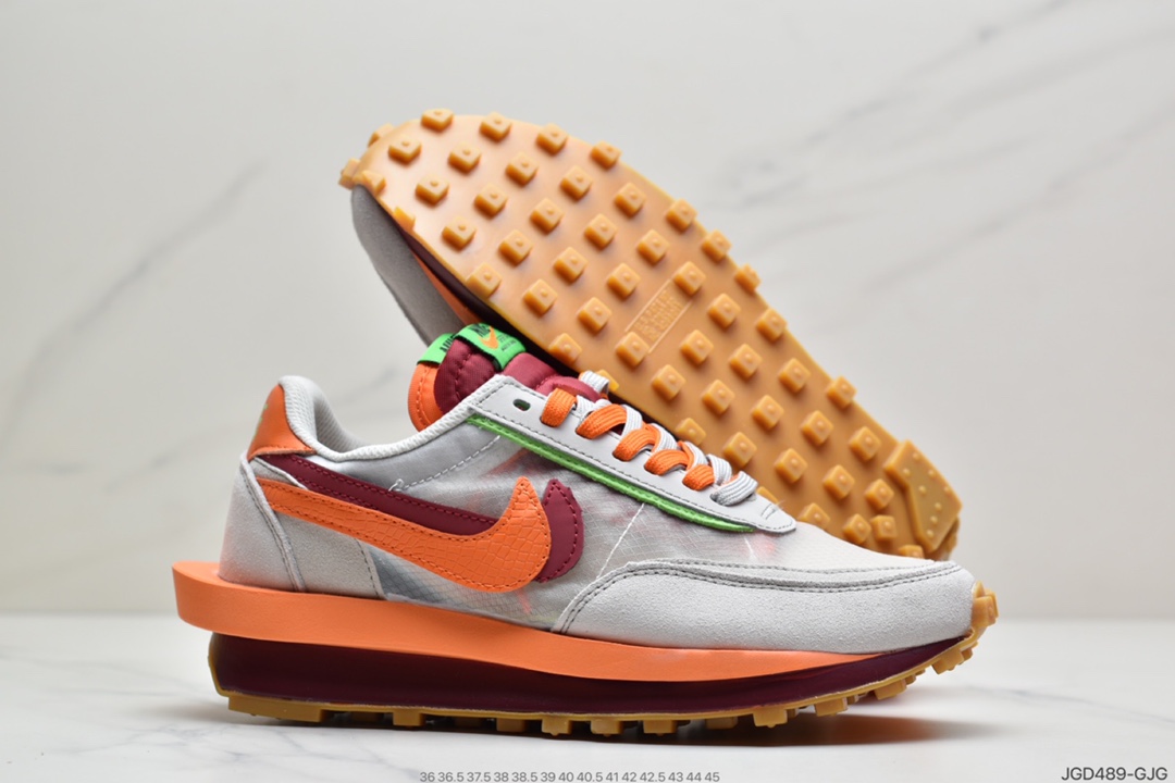 180 华夫网面 透明 日式解构美学SACAI联名 × NIKE LDV Waffle重叠设计前卫华夫变形休闲慢跑鞋DH1347-100