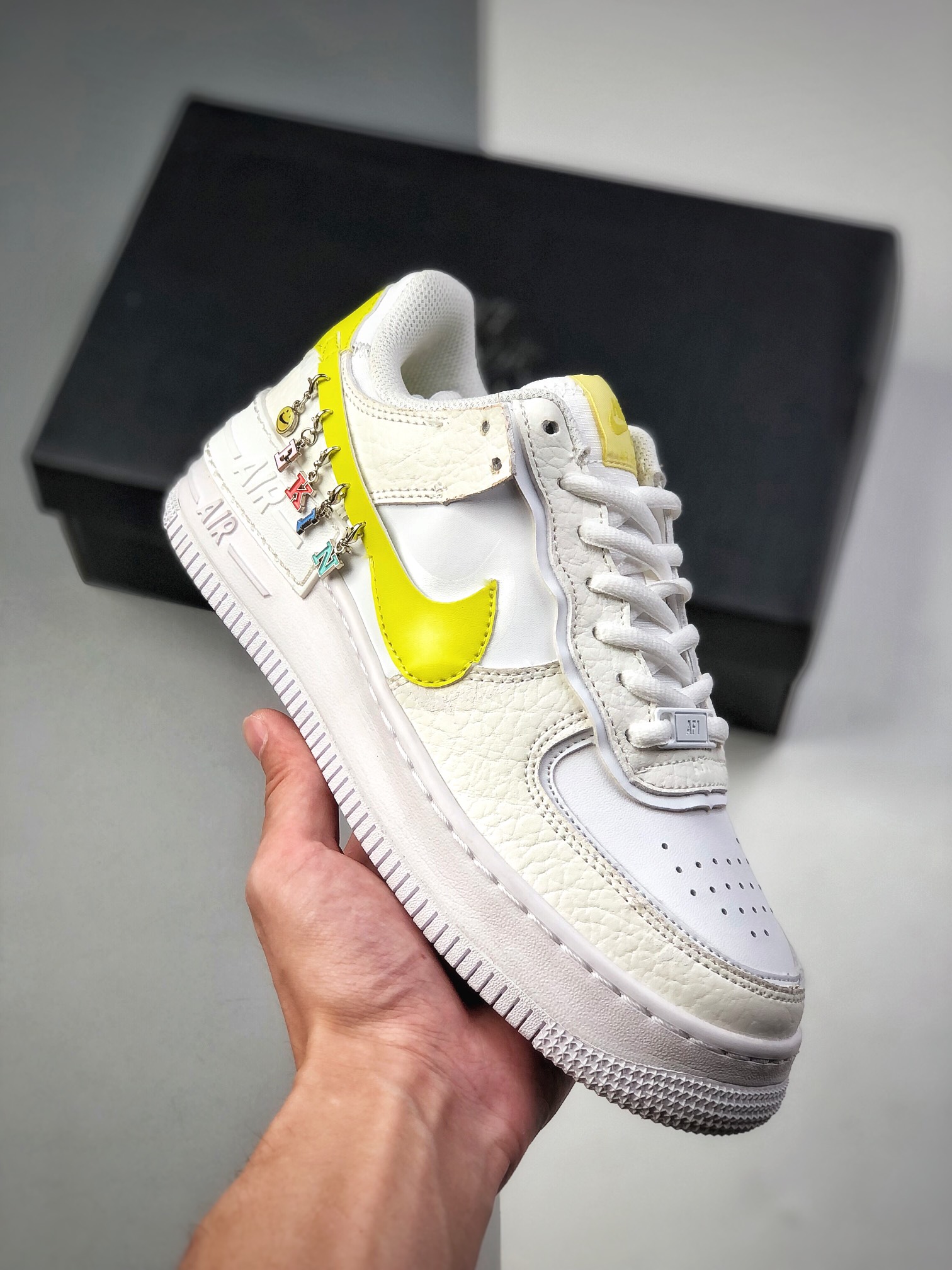 Nueva versión Nike Air Force 1 Shadow blanco y amarillo, zapatilla casual de caña baja con aumento de altura ligero, "e…