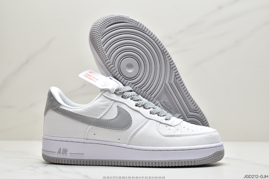 180 耐克Nike Air Force 1’07 Canvas”White/Black 3M”空军一号经典低帮百搭休闲运动板鞋CK7213-100