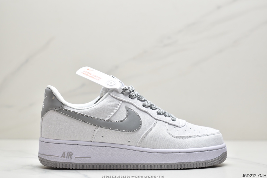 180 耐克Nike Air Force 1’07 Canvas”White/Black 3M”空军一号经典低帮百搭休闲运动板鞋CK7213-100