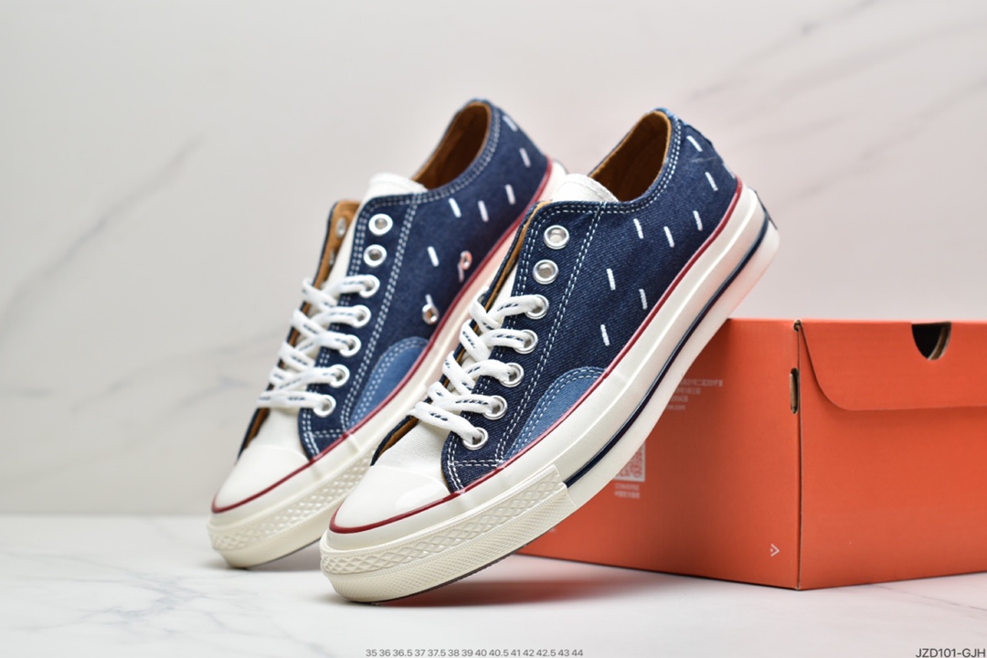 140 匡威Converse Chuck 70s 牛仔电绣清新的色彩 春季的百搭神鞋牛仔电绣高低帮休闲板鞋  171065C