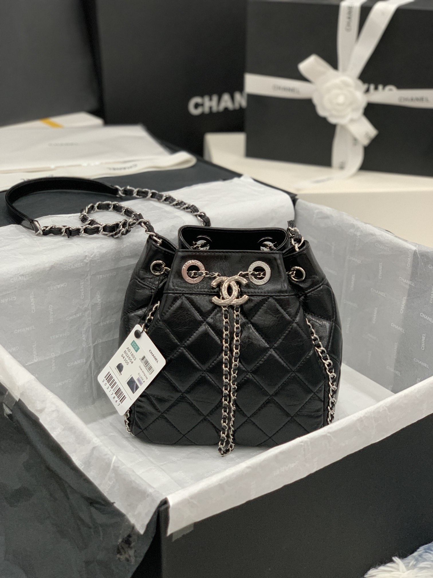 CHANEL Matlasse Coco Mark Lambskin Shoulder Bag with Sticker From Japan