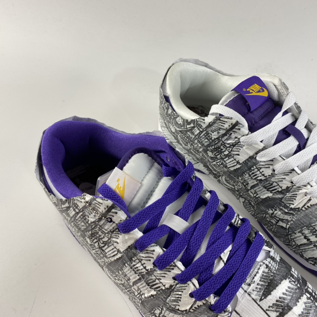 P380 Off-White x Nike Dunk Low 白紫反钩倒钩 撕纸鸳鸯板鞋 DJ4636-100