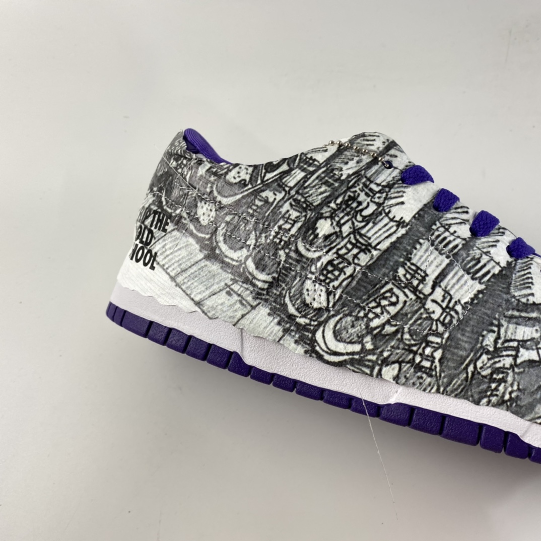 P380 Off-White x Nike Dunk Low 白紫反钩倒钩 撕纸鸳鸯板鞋 DJ4636-100