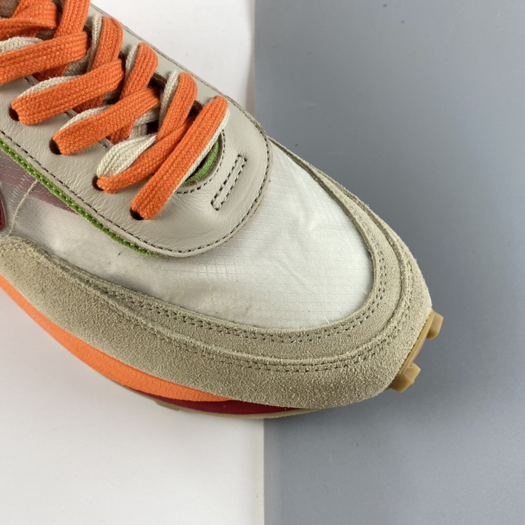 P320 CLOT x Sacai x Nike LDWaffle ”Net Orange Blaze” 联名重叠设计前卫华夫变形”米橙配色”休闲慢跑鞋 DH1347-100