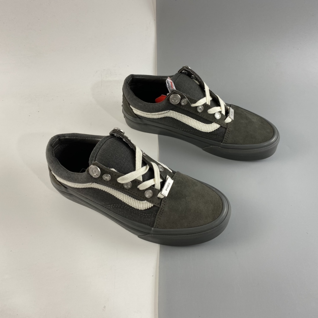 P190 C2H4 x Vans Old Skool ”RelicStone”联名款深灰色低帮休闲板鞋 VN0A5AO92YD