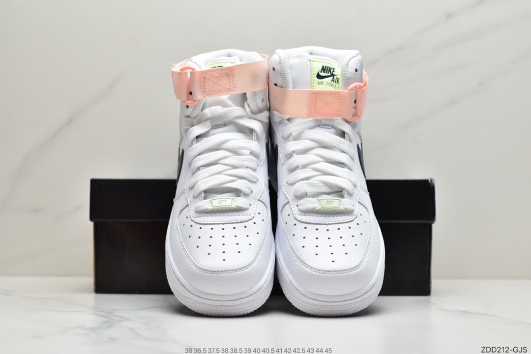 230 Air Force 1 Mid “梦巴黎中帮”  白 淡粉 黑 高帮拼接 334031-117