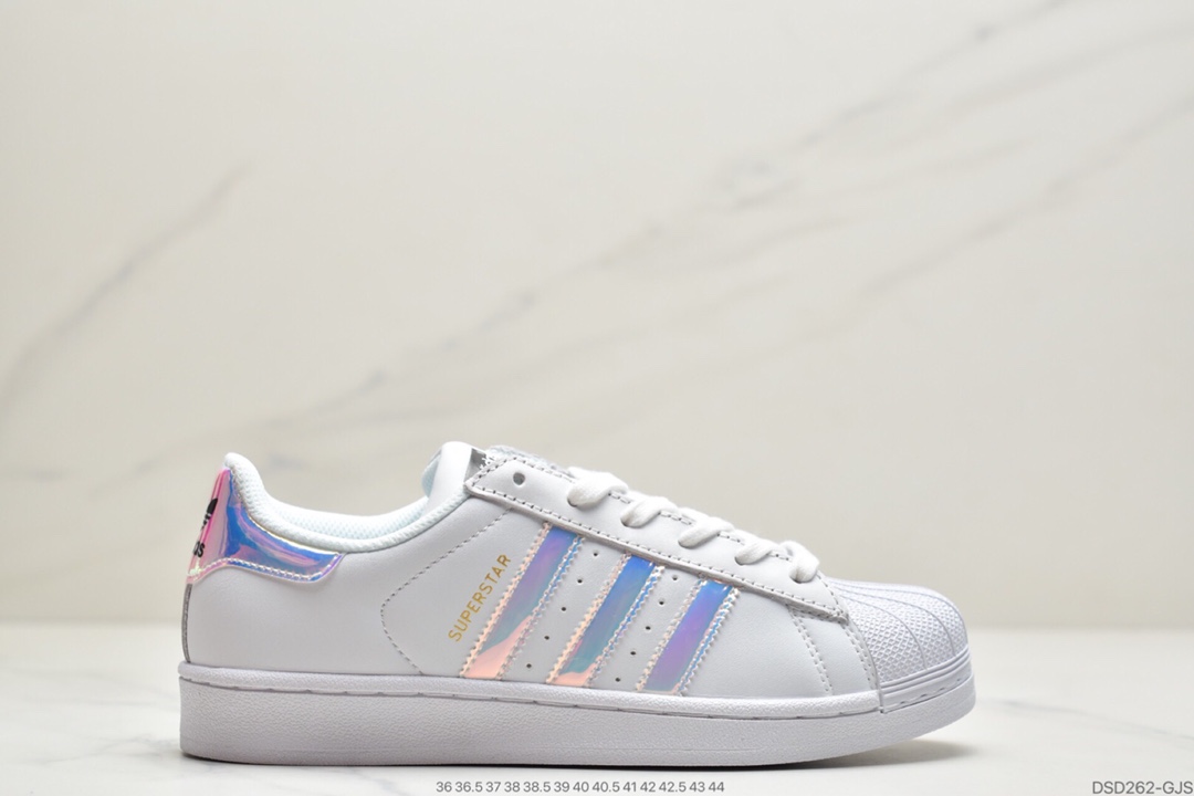 100 阿迪达斯Adidas Superstar W 贝壳头 仿头层 软蓝底休闲板鞋