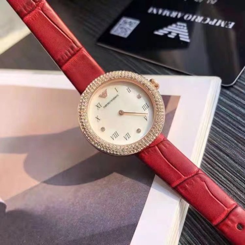 Emporio Armani Women's Watch AR11355 w/Red Leather Strap & Crystal Bezel 1 Emporio Armani Women's Watch AR11355 w/Red Leather Strap & Crystal Bezel
