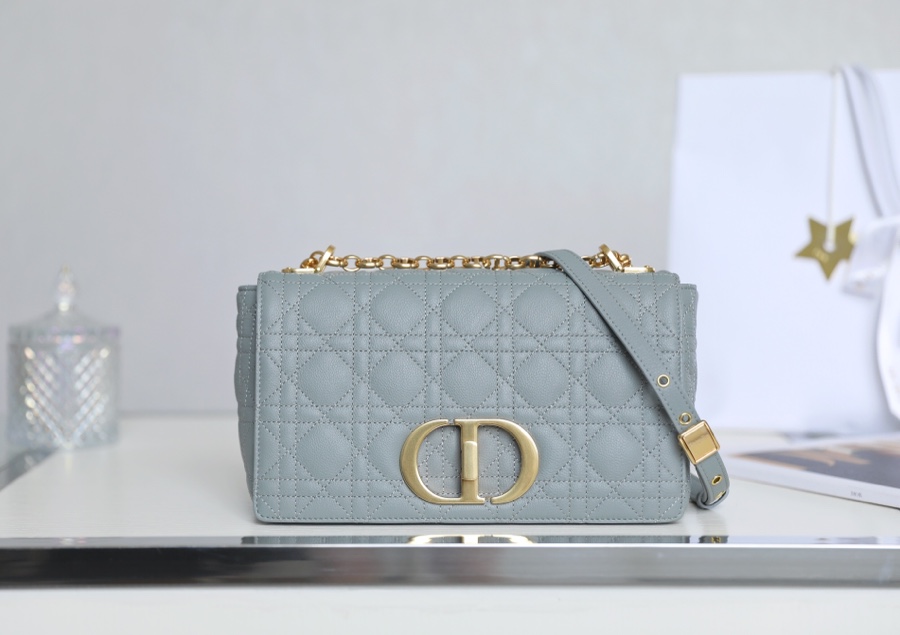 Dior Caro Flawless
 Bags Handbags Gold Grey Embroidery Vintage Cowhide