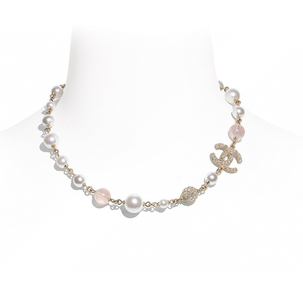 NO:104478,Xiaoxiang New Pink Glazed Diamond Pearl Necklace, Chanel Necklace, Chanel, Necklace19860909小香 新款粉色琉璃满钻珍珠项链,香奈儿项链,chanel,necklace,Jewelry