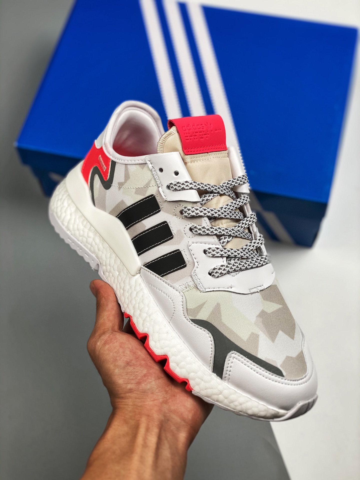 AD Nite Jogger Boost blanco crema rosa trébol colaboración corredor nocturno número de artículo: FV1310 zapatillas de r…