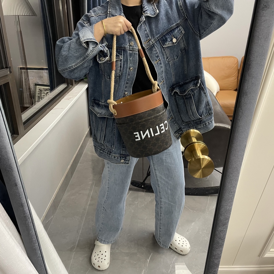Celine Bucket麻绳水桶包 196272