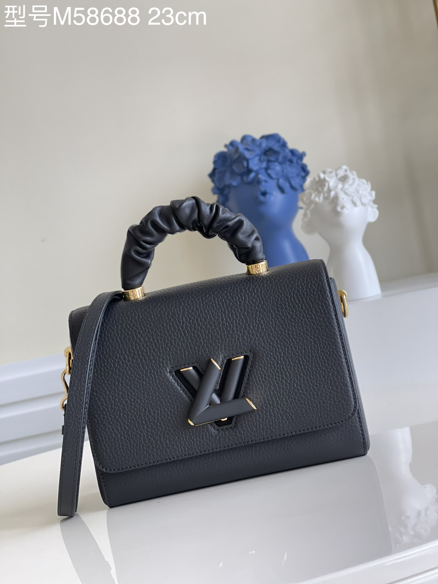 Louis Vuitton Handbags Crossbody & Shoulder Bags Black Lychee Pattern Taurillon Calfskin Cowhide LV Twist M58688