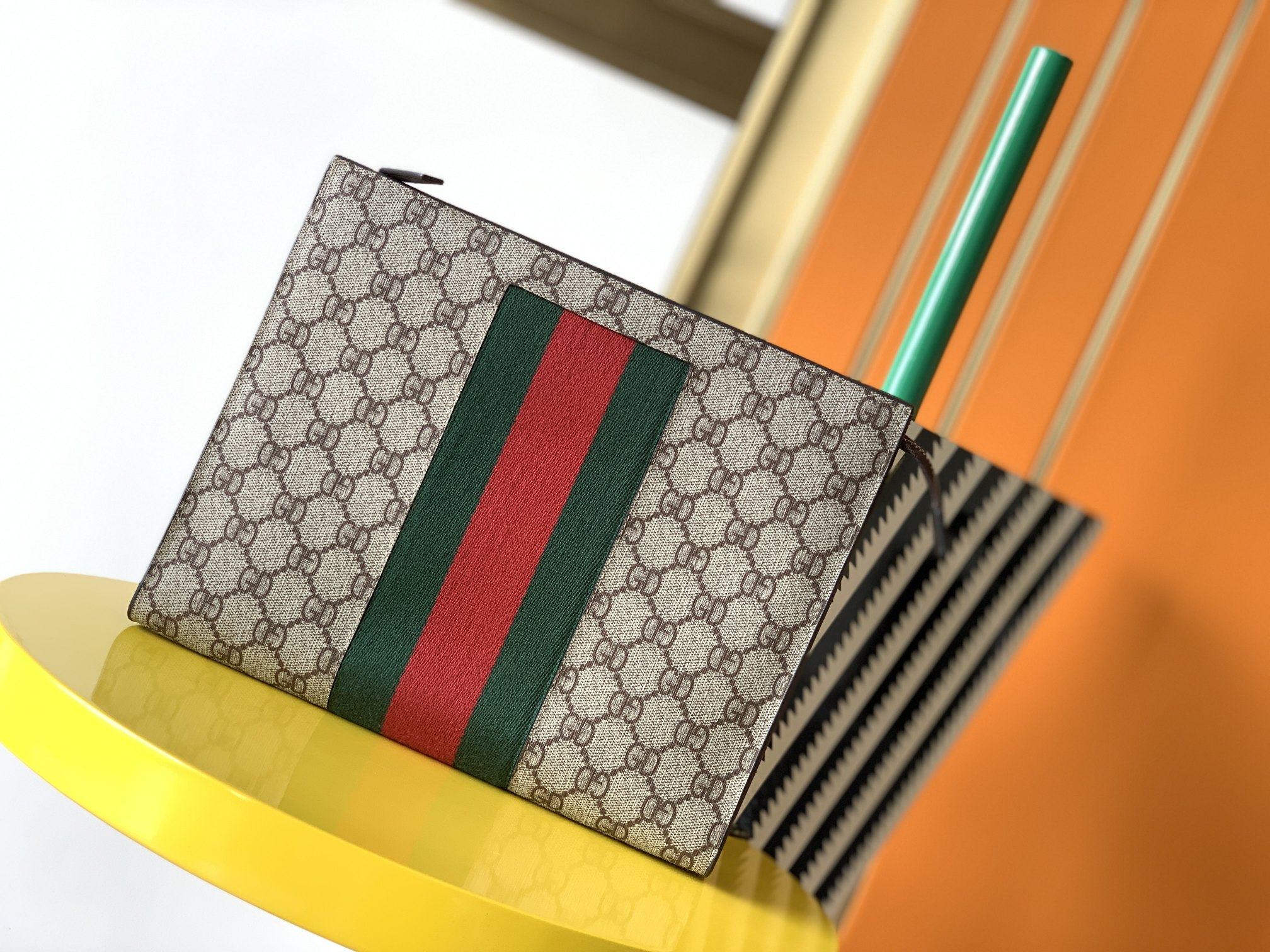 GUCCI 手包 提花条纹 复古运动风