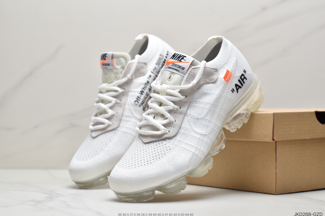 160  Off-White x Nike Air Vapormax Flyknit 2.0”Black/White”二代全掌大气垫飞织低帮百搭休闲运动慢跑鞋  AA3831