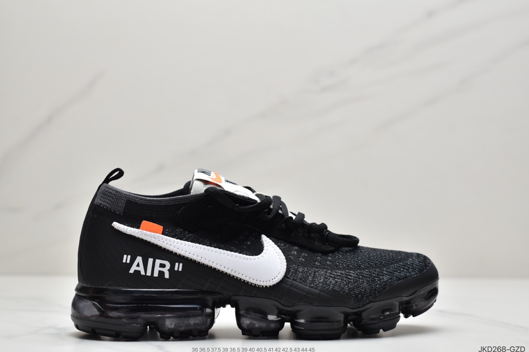 160  Off-White x Nike Air Vapormax Flyknit 2.0”Black/White”二代全掌大气垫飞织低帮百搭休闲运动慢跑鞋  AA3831