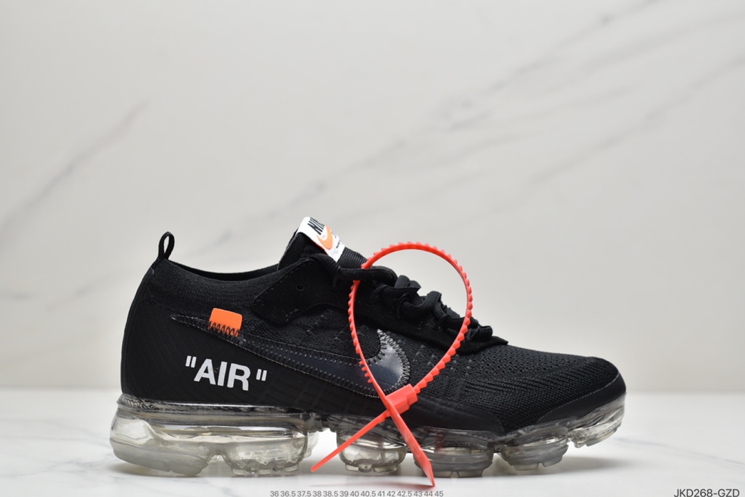 160  Off-White x Nike Air Vapormax Flyknit 2.0”Black/White”二代全掌大气垫飞织低帮百搭休闲运动慢跑鞋  AA3831