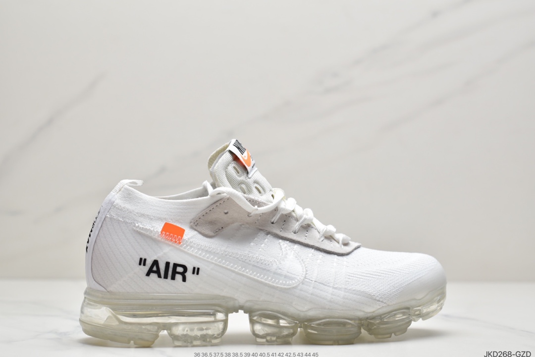 160  Off-White x Nike Air Vapormax Flyknit 2.0”Black/White”二代全掌大气垫飞织低帮百搭休闲运动慢跑鞋  AA3831