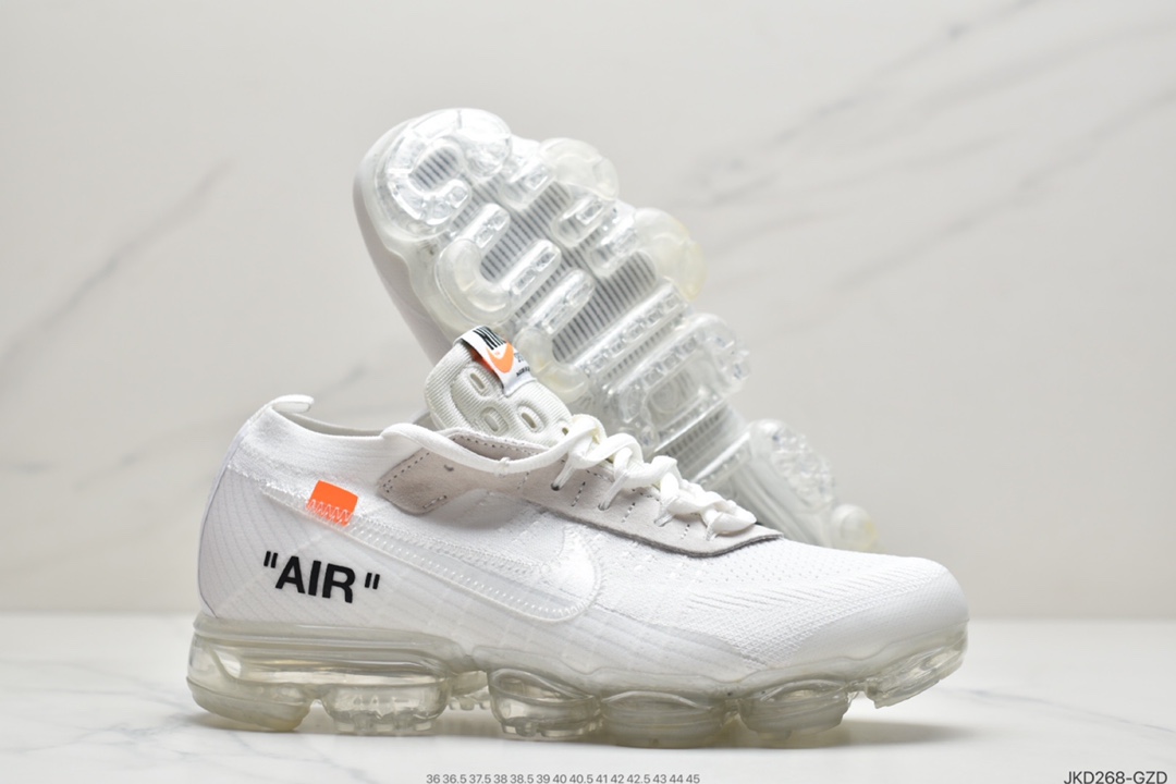 160  Off-White x Nike Air Vapormax Flyknit 2.0”Black/White”二代全掌大气垫飞织低帮百搭休闲运动慢跑鞋  AA3831