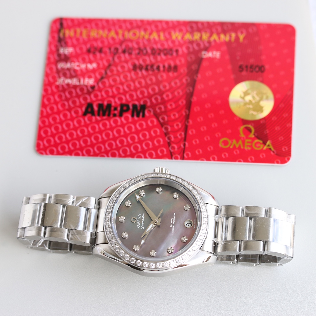 “Omega OMEGA Seahorse series 34mm watch with gold shell, white crust, and VS’s reliable robotic movement.” - 图片 5