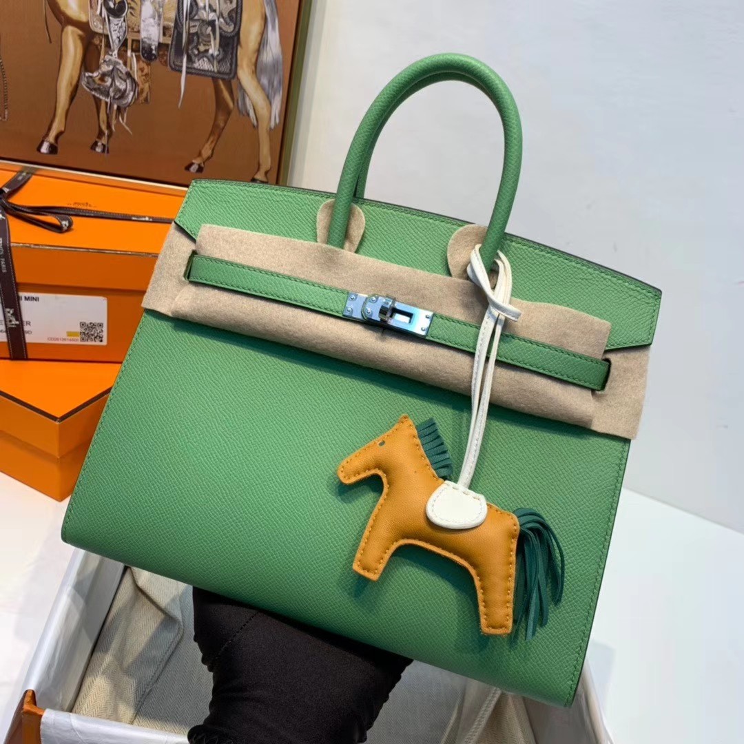 Hermes Birkin Bags Handbags Green Silver Hardware Epsom