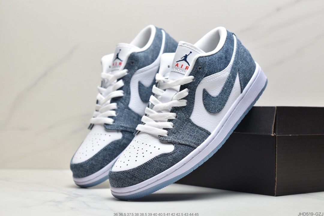 190 Nike Air Jordan 1 Retro Low”CA Denim/White-Sport Red”AJ1乔丹一代低帮经典复古文化休闲运动篮球鞋“丹宁牛仔315921-141