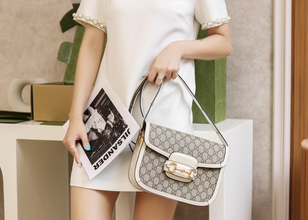 Gucci Horsebit 1955马鞍包 602204白色