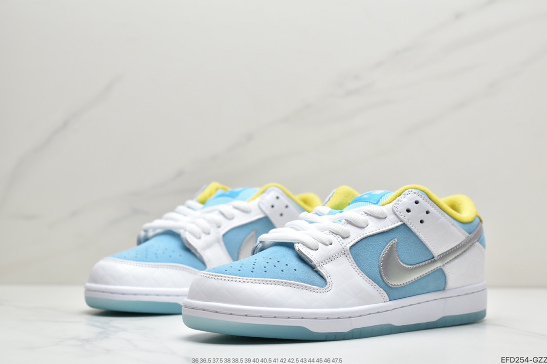 390 SB板鞋 蓝白色 网格  Nike SB Dunk LowFTC Skateboarding 带来全新联名鞋款 DH7687-400