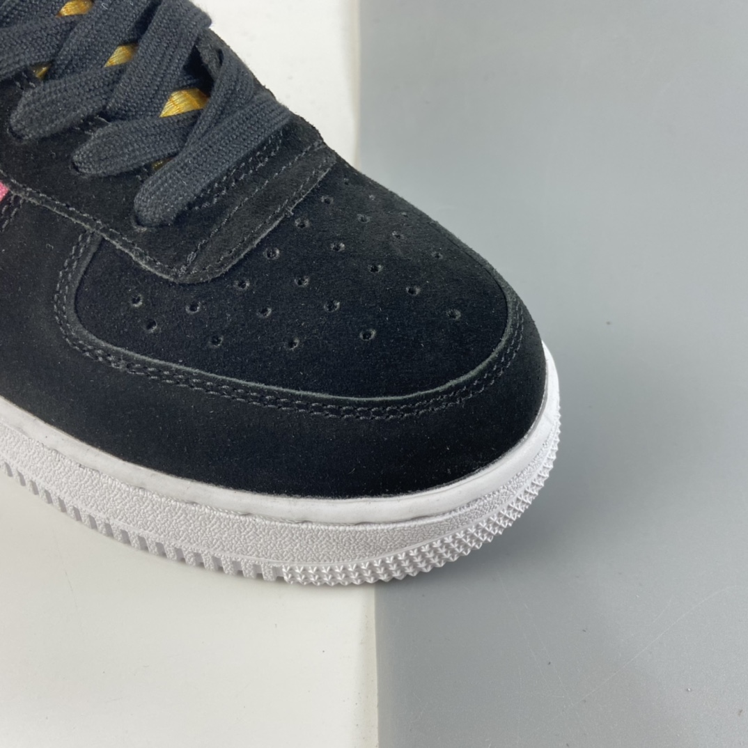 P200 Nk Air Force 1′07 黑粉帆布鞋 空军一号经典低帮百搭休闲运动板鞋“镂空马赛克勾”CJ4093-002