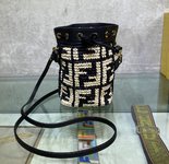 Fendi Mon Tresor Bags Handbags Beige Black Gold Weave Raffia