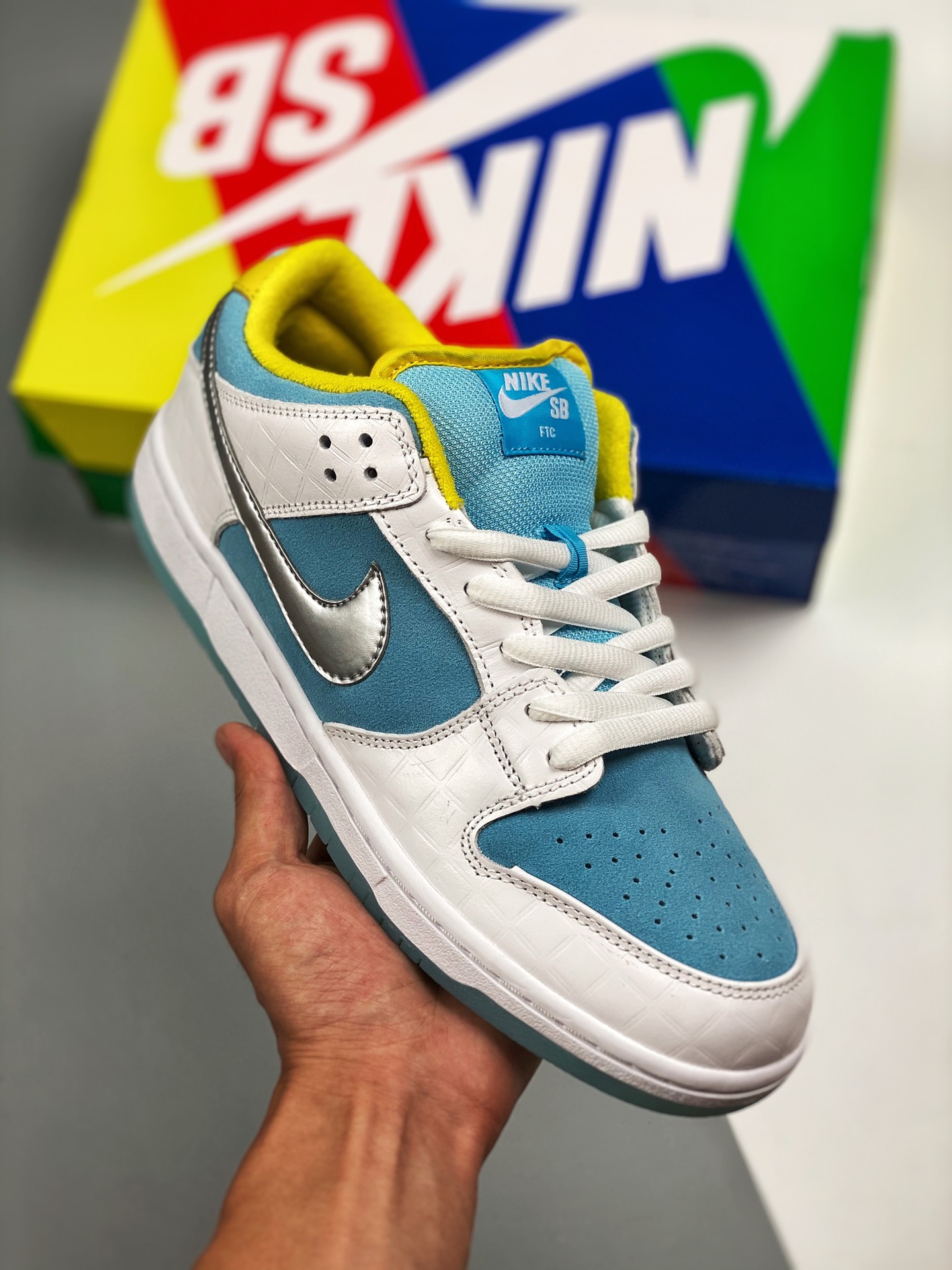 FTC x NK SB Dunk Low Pro “Lagoon Pulse” blanco plata azul línea de producción original pura #etiqueta tejida …