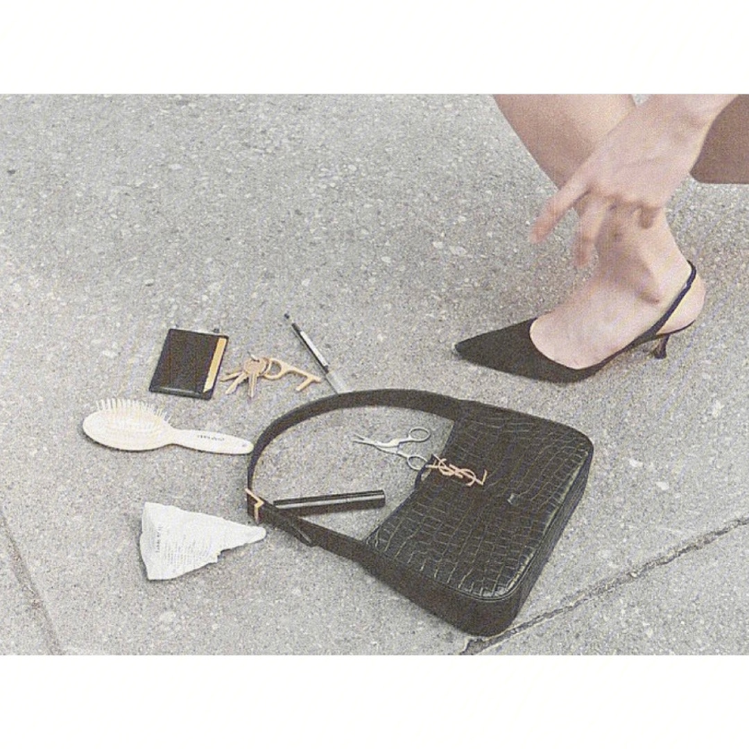 Saint laurent Ysl LE 5 À 7 鳄鱼纹腋下包 657228黑色