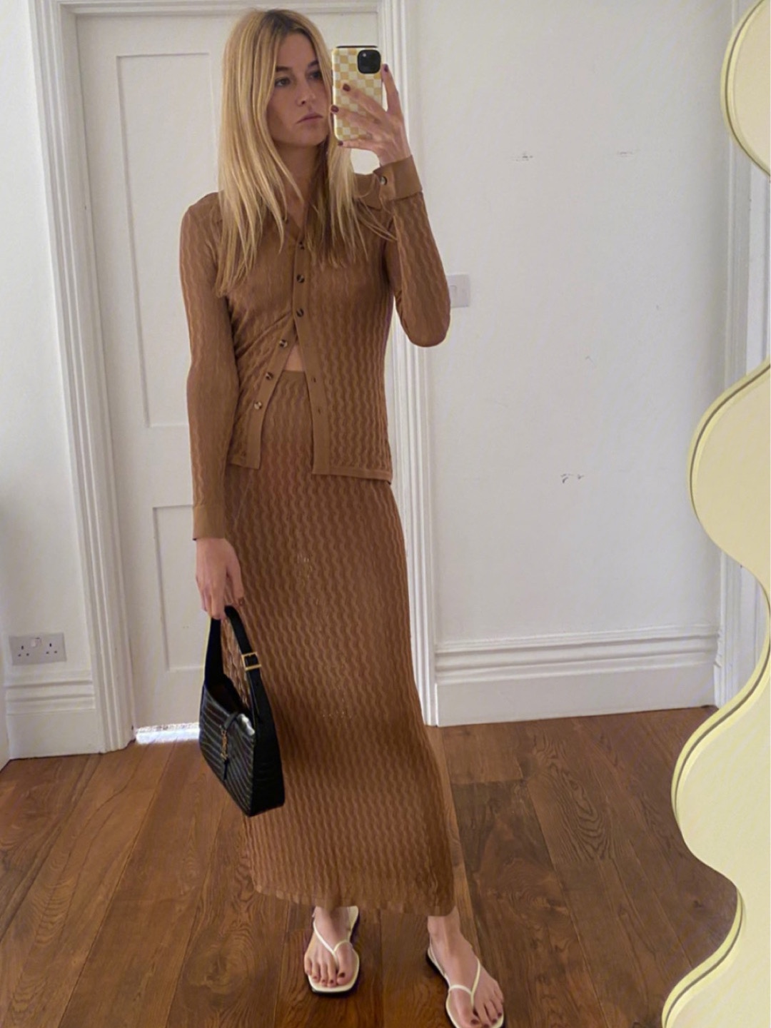 Saint laurent Ysl LE 5 À 7 鳄鱼纹腋下包 657228黑色