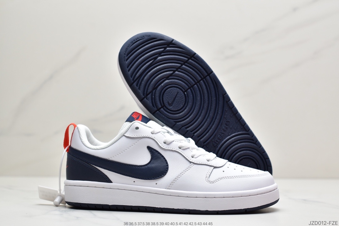140 经典校园配色，耐克Nike Court Borough Low”All White”学院系列休闲运动皮革板鞋BQ5448-103