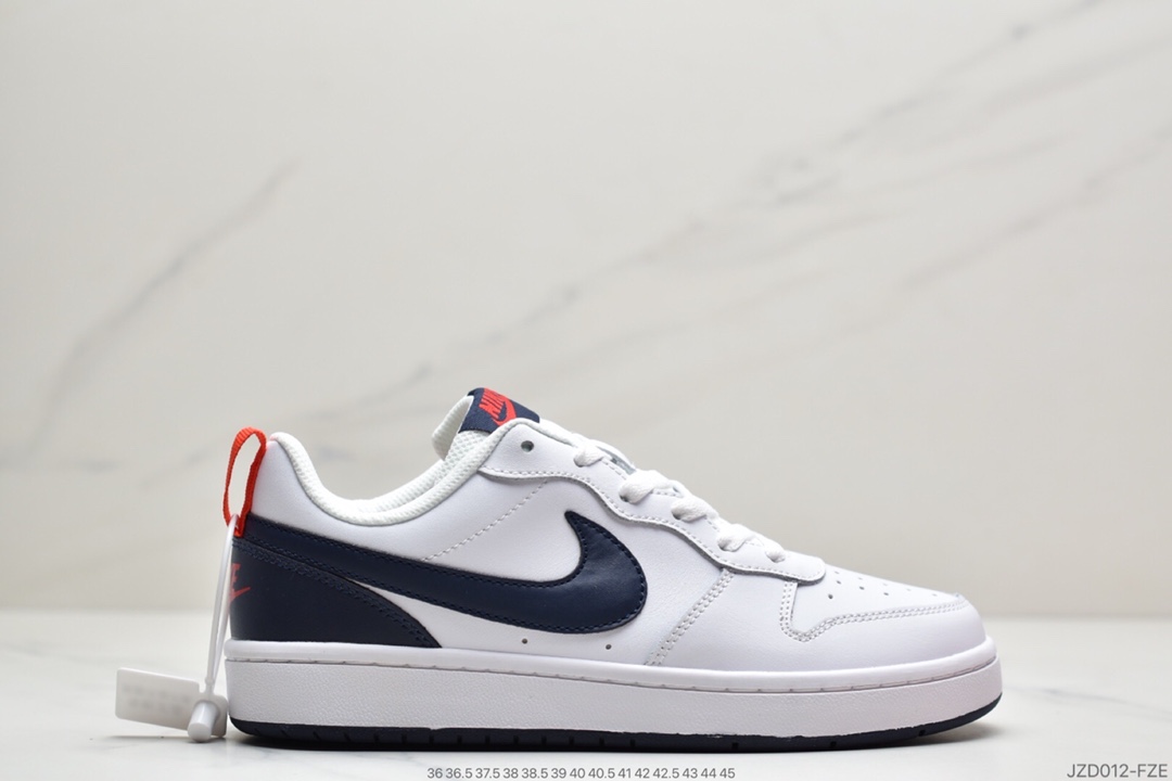 140 经典校园配色，耐克Nike Court Borough Low”All White”学院系列休闲运动皮革板鞋BQ5448-103