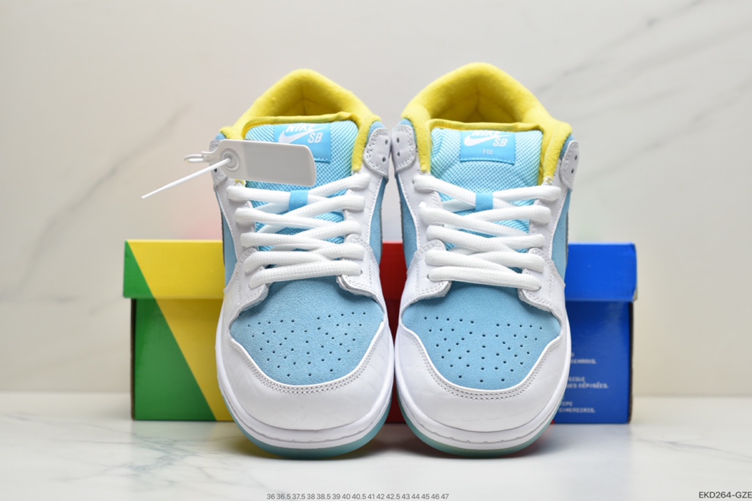 380 SB板鞋 蓝白色 网格  Nike SB Dunk LowFTC Skateboarding 带来全新联名鞋款 DH7687-400