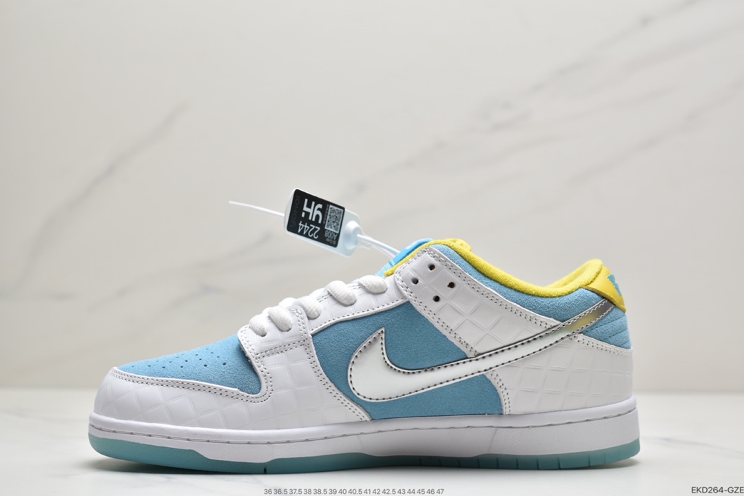 380 SB板鞋 蓝白色 网格  Nike SB Dunk LowFTC Skateboarding 带来全新联名鞋款 DH7687-400