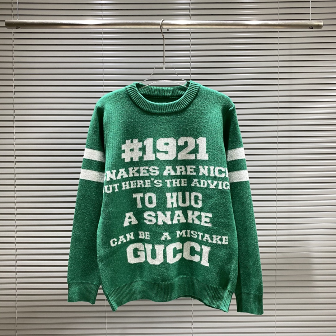 Suéter de cuello redondo con jacquard de logo G de Gucci, colores: negro, blanco, azul, verde, tallas: S M L XL XXL