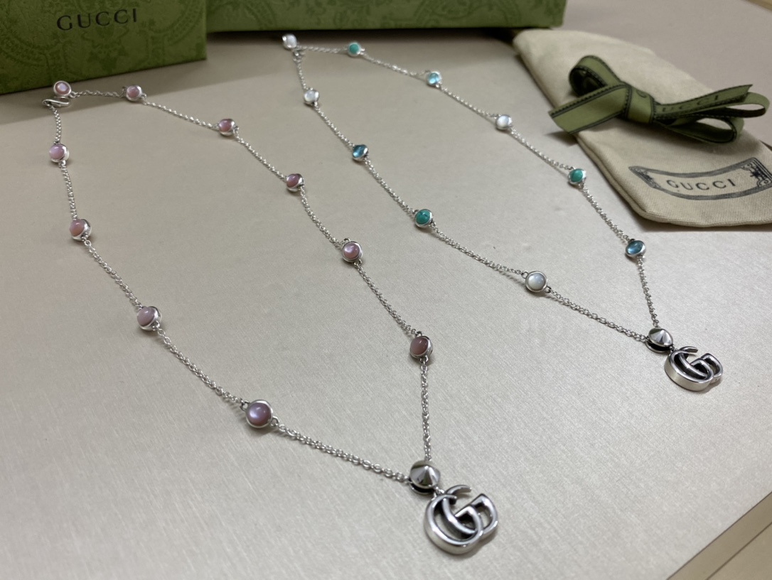 NO:553416,Gucci turquoise pink stone necklace summer meets beauty,Gucci necklace,gucci,necklace19860909古驰 绿松石 粉色石 项链 夏天遇见美,古驰项链,gucci,necklace,Jewelry