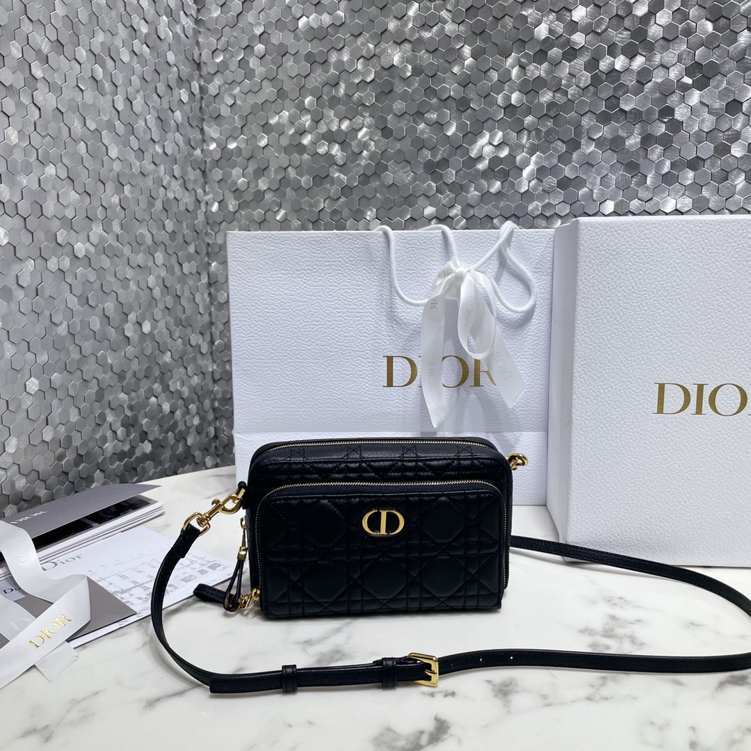 Dior Caro Clutches & Pouch Bags Black Cowhide