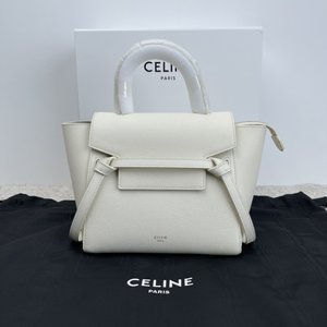 Celine Belt Pico Bags Handbags Platinum White Gold Hardware Cowhide Frosted