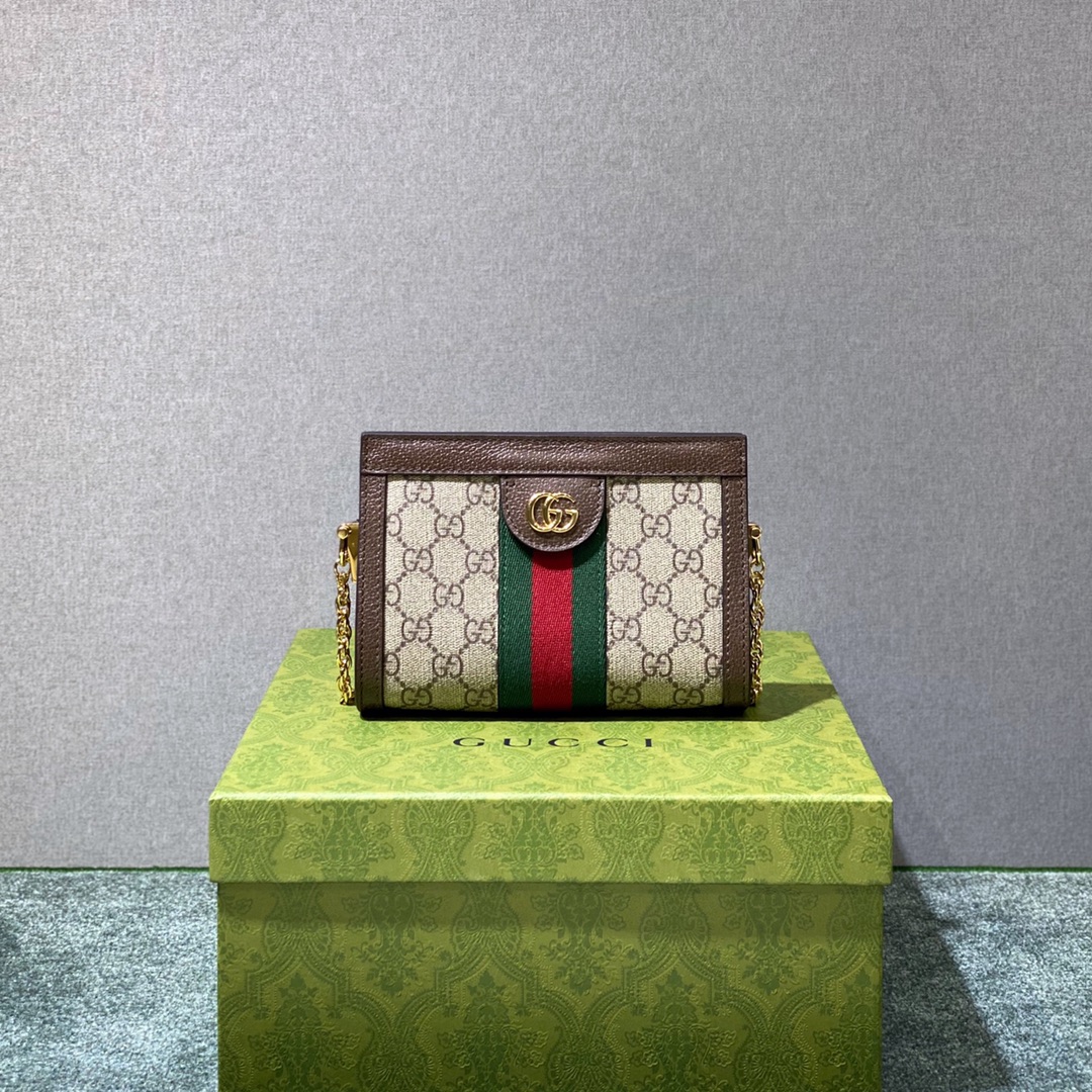 GUCCI Ophidia коллекция, конверт с монограммой, супер мини, сумка на цепочке, холст GG Supreme, конфигурация из оригинальной кожи - высшее качество