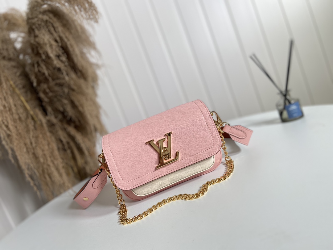 Louis Vuitton LV Lockme Tender Bags Handbags Black Grey Pink Calfskin Cowhide Chains M58555