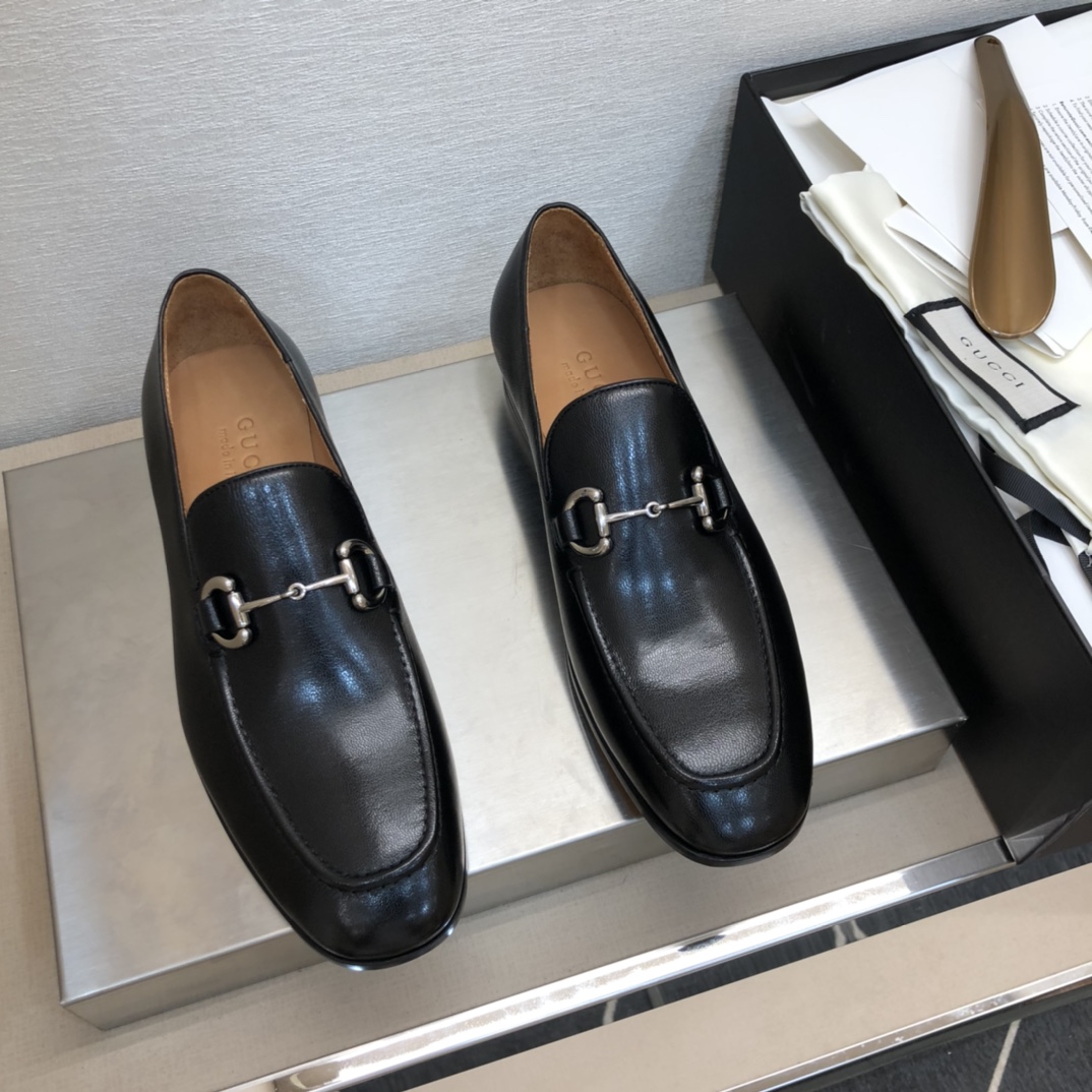 Gucci Men's Black Leather Horsebit Loafers Business Dress Shoes Size 39-44